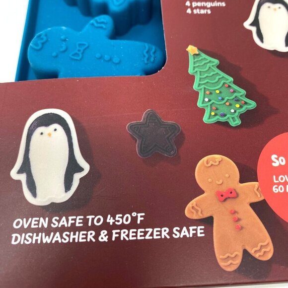 So Yummy Bella 2pc Chocolate Mold Set Gingerbread Man Pine Trees Penguin Stars - Picture 4 of 7